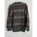 Vintage Neiman Marcus Brown Maroon Gray Color Block Wool V-Neck Sweater Size L