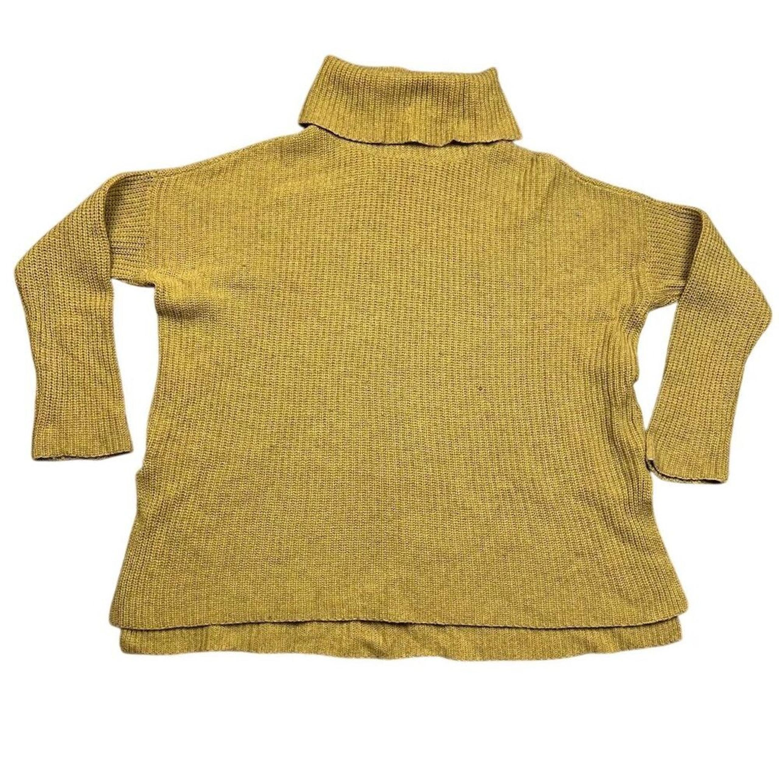 Eileen Fisher Women's Turtleneck Sweater Green Size L Long Sleeve Yak Wool