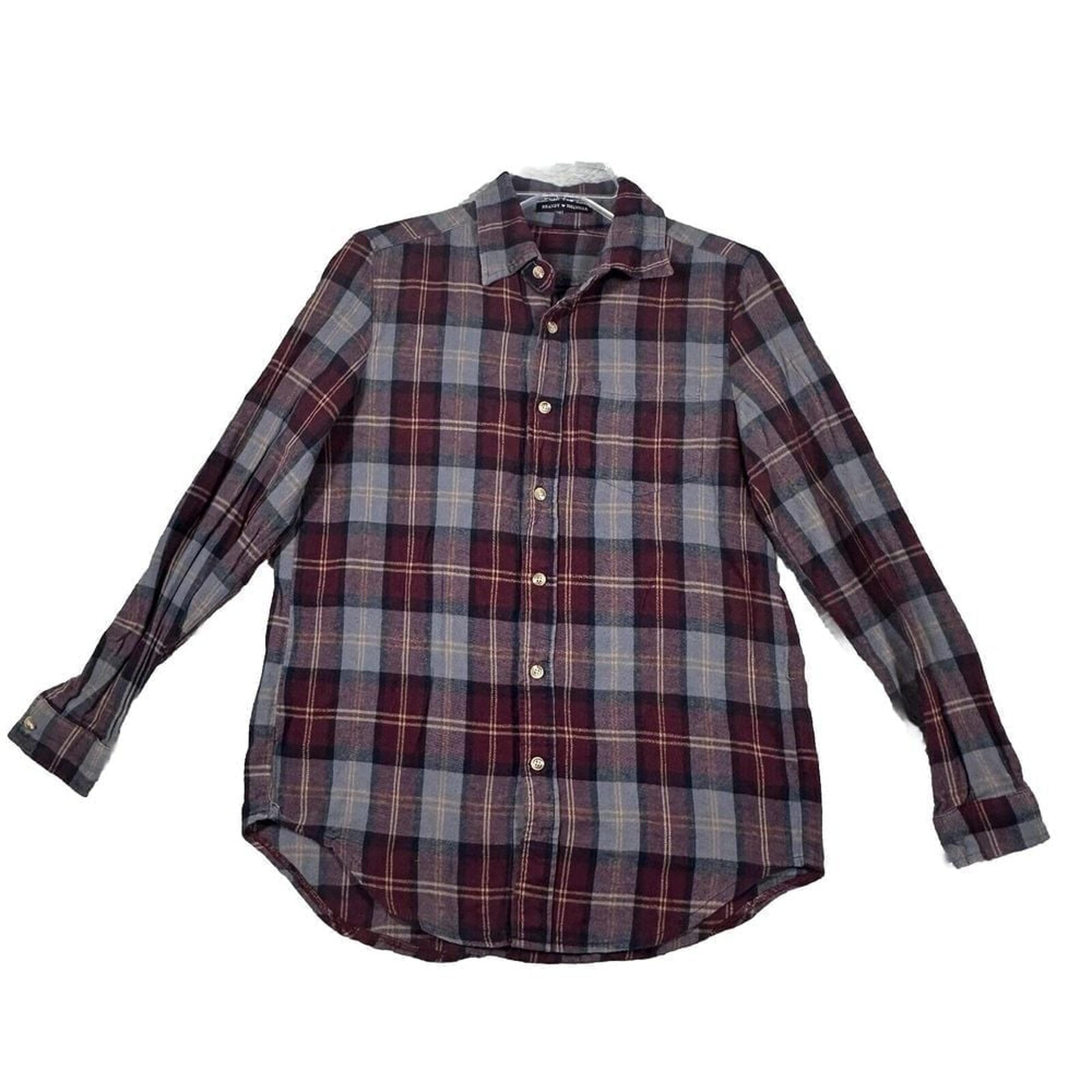 Brandy Melville Women's Button Front Shirt Red Plaid Long Sleeve One Size