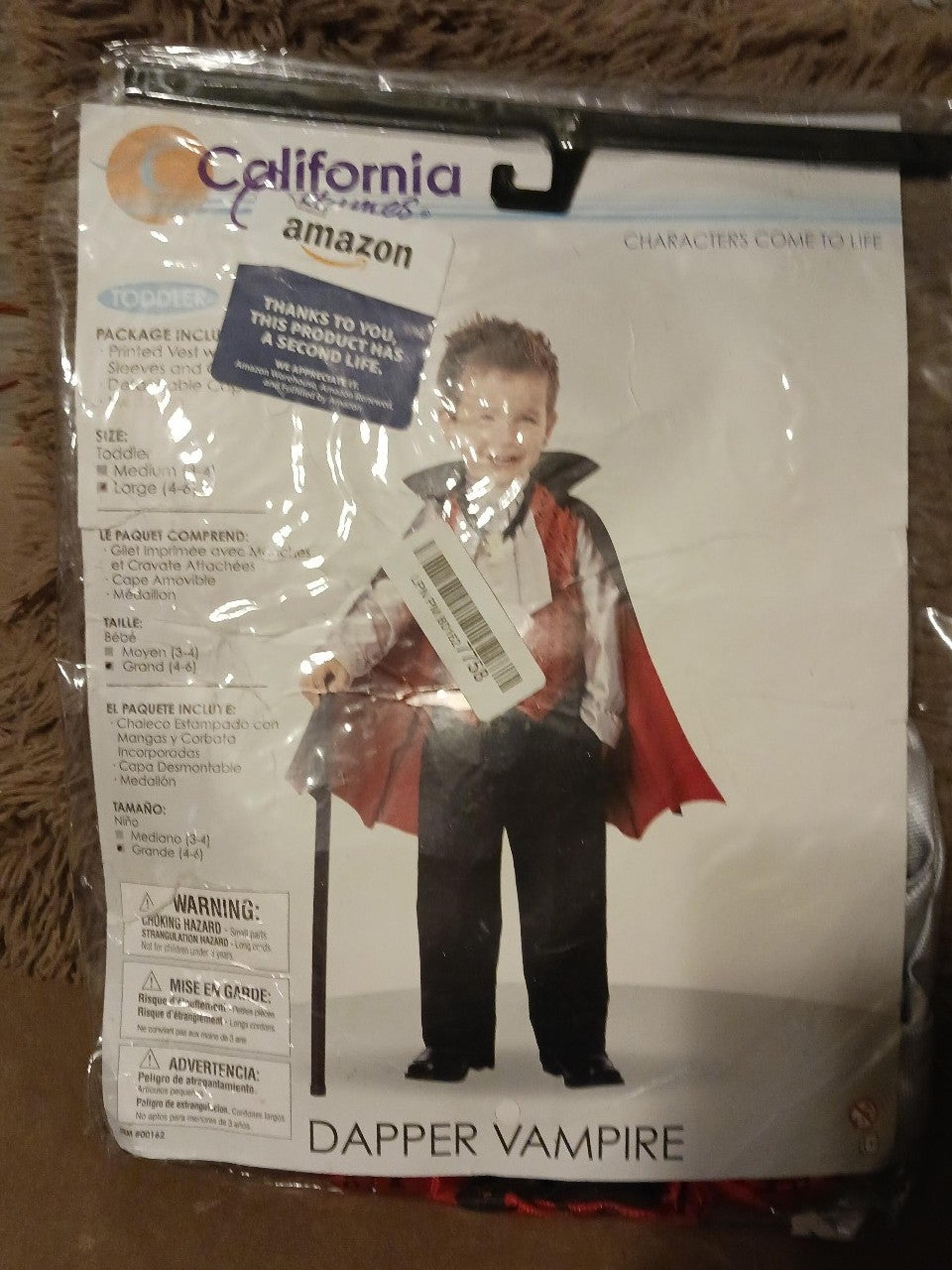 NEW California Costumes Dapper Vampire Kids Halloween Costume, Large 4-6