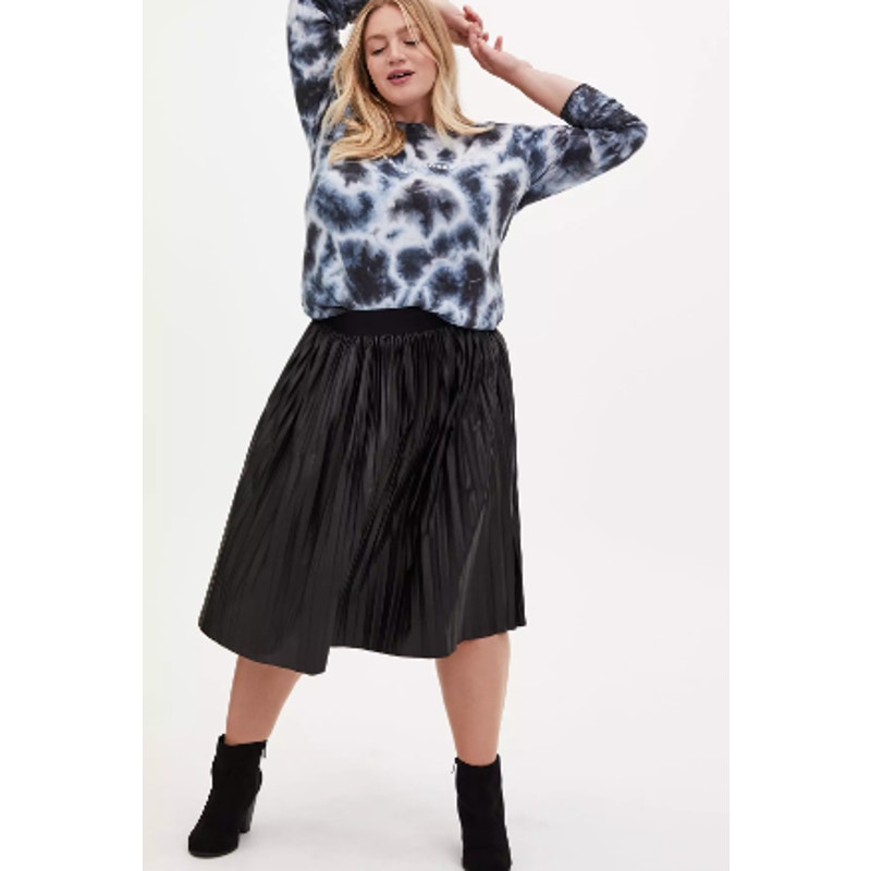 Torrid Black Premium Ponte Coated Pleated Midi Skirt Size 3 NWT