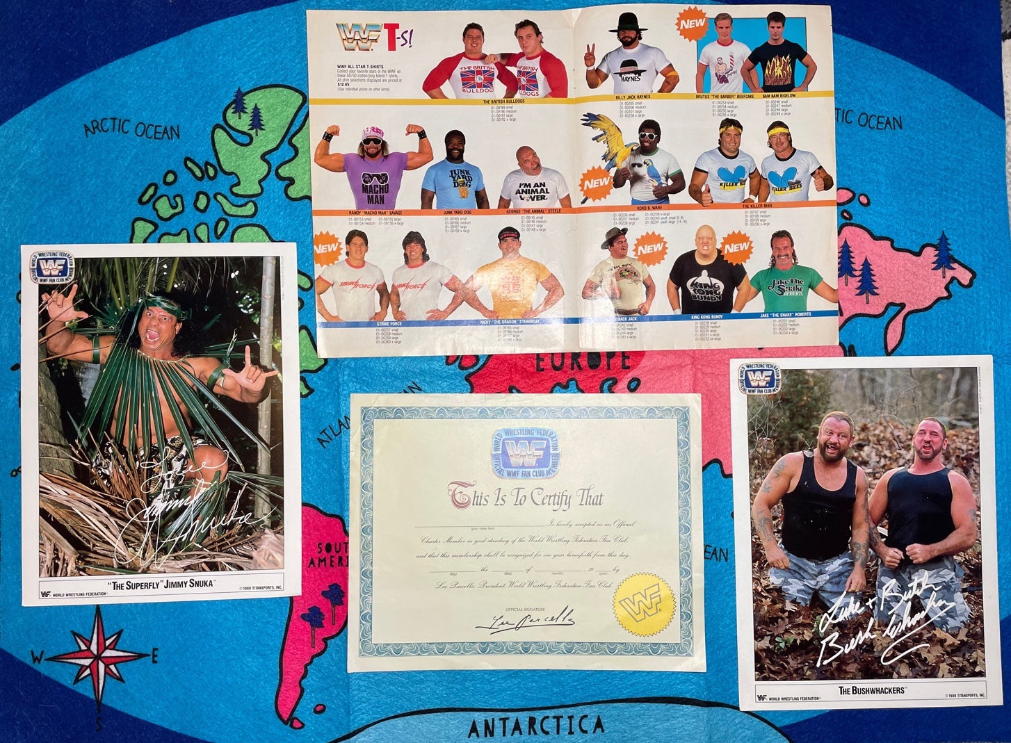 WWF Fan Club Promo Photos, Certificate, and Merchandise Catalog Page
