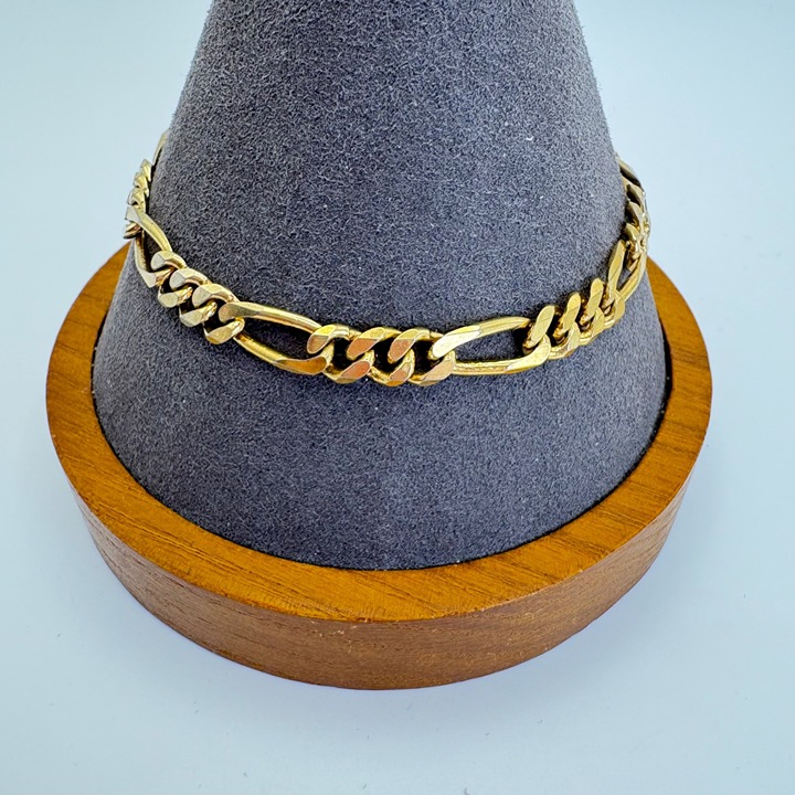 VTG Gold Over Sterling Silver 925 Figaro Link Chain Bracelet Size 8 Length