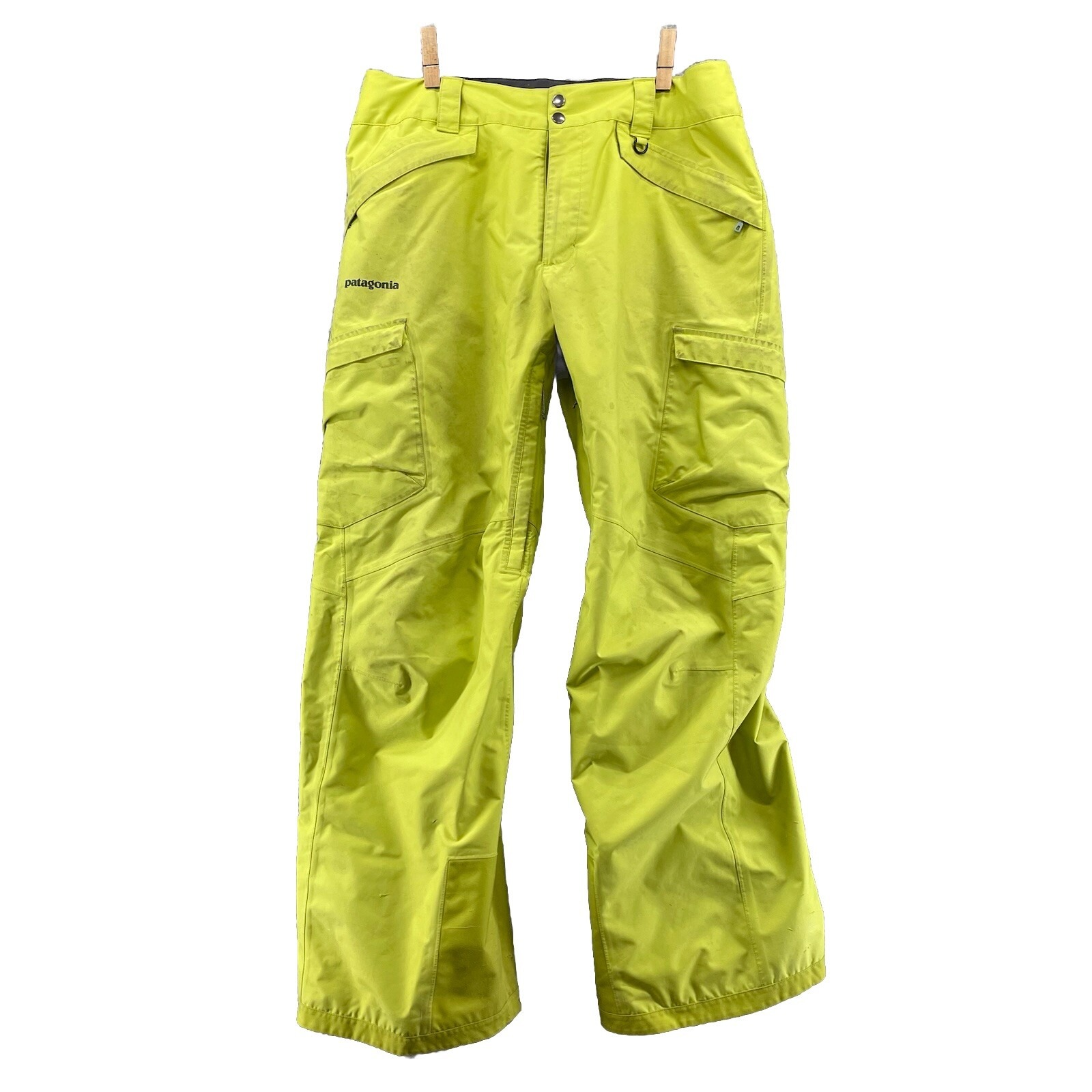 Patagonia h2nO Ski Snowboard Pants Mens 36X32 Green Insulated Nylon Outdoor FLAW