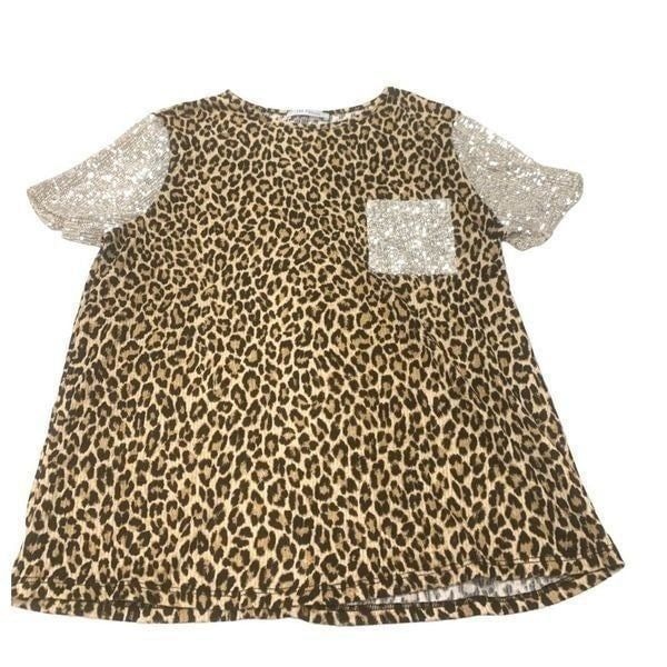 Cheetah Patterned Sequin Top