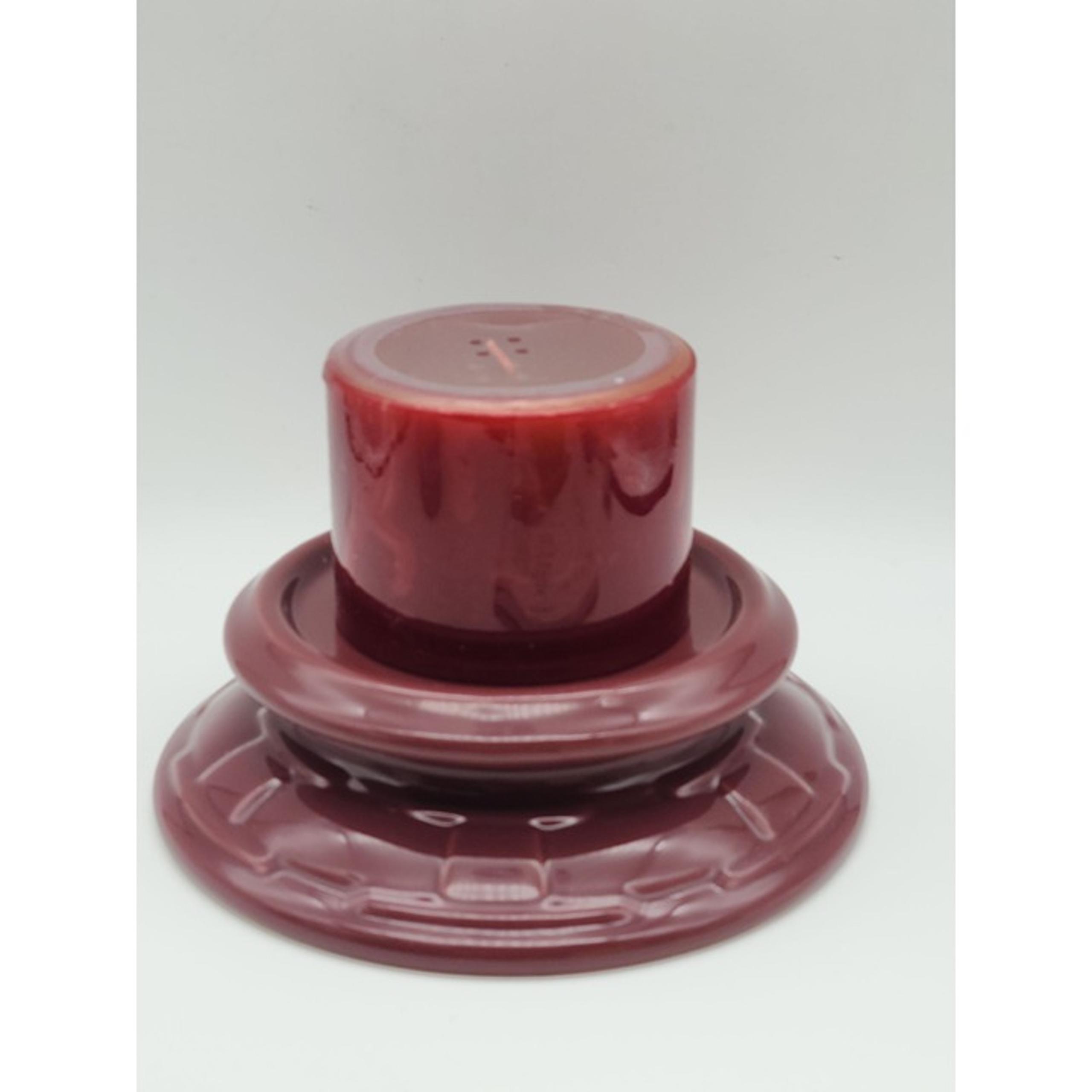 Longaberger Pottery Pillar Candle Holder Woven Traditions Paprika Red Apple