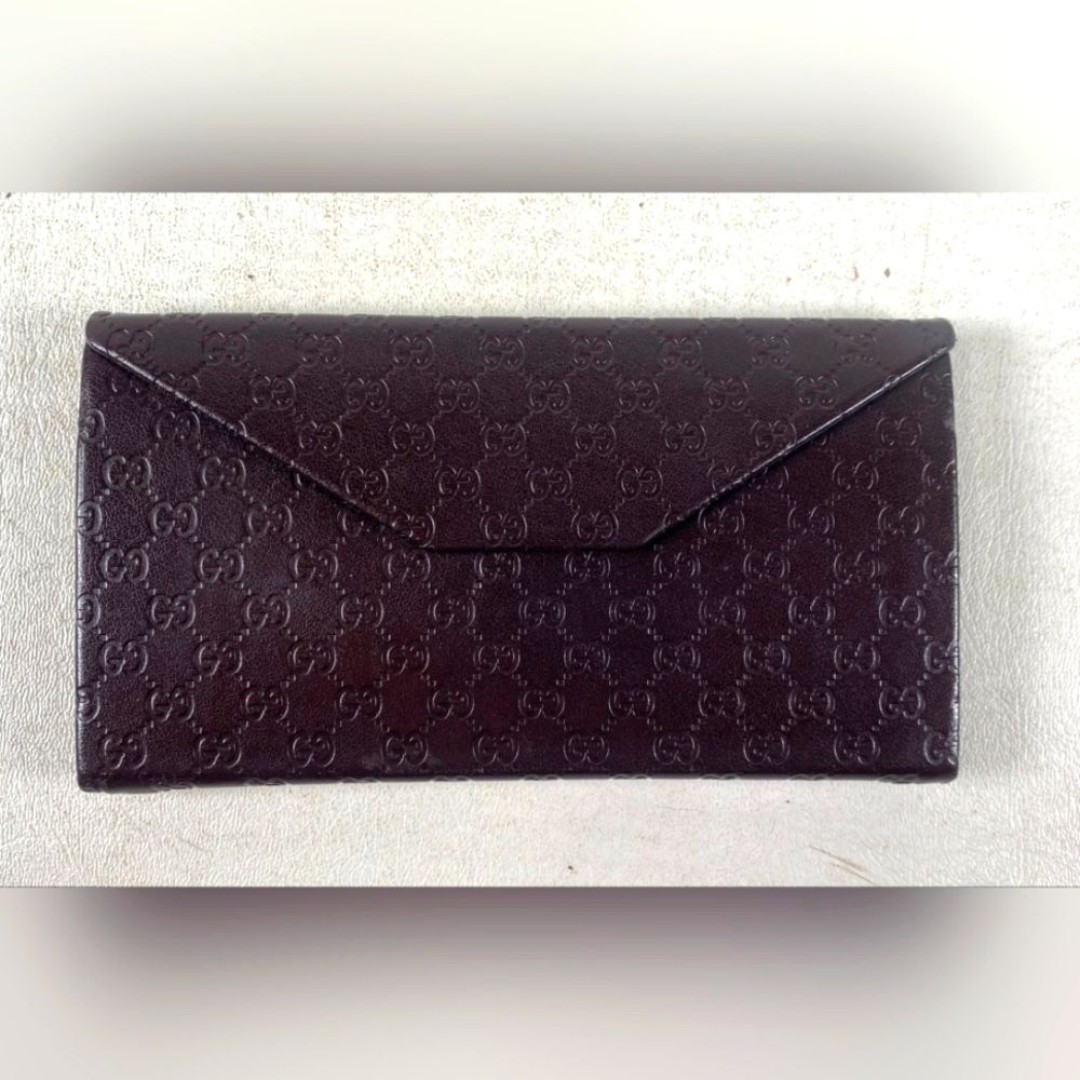 NEW GUCCI Embossed GG Brown Origami Style Flat to Pyramid Folding Eyewear Case