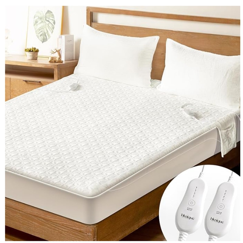 QUEEN Heated Mattress Pad Dual Control Side Storage Pouch, MachineWash