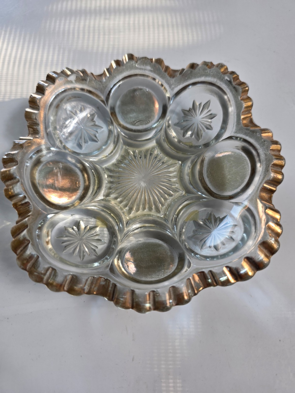 US Glass Gold And Clear Butter/Cheese Dish