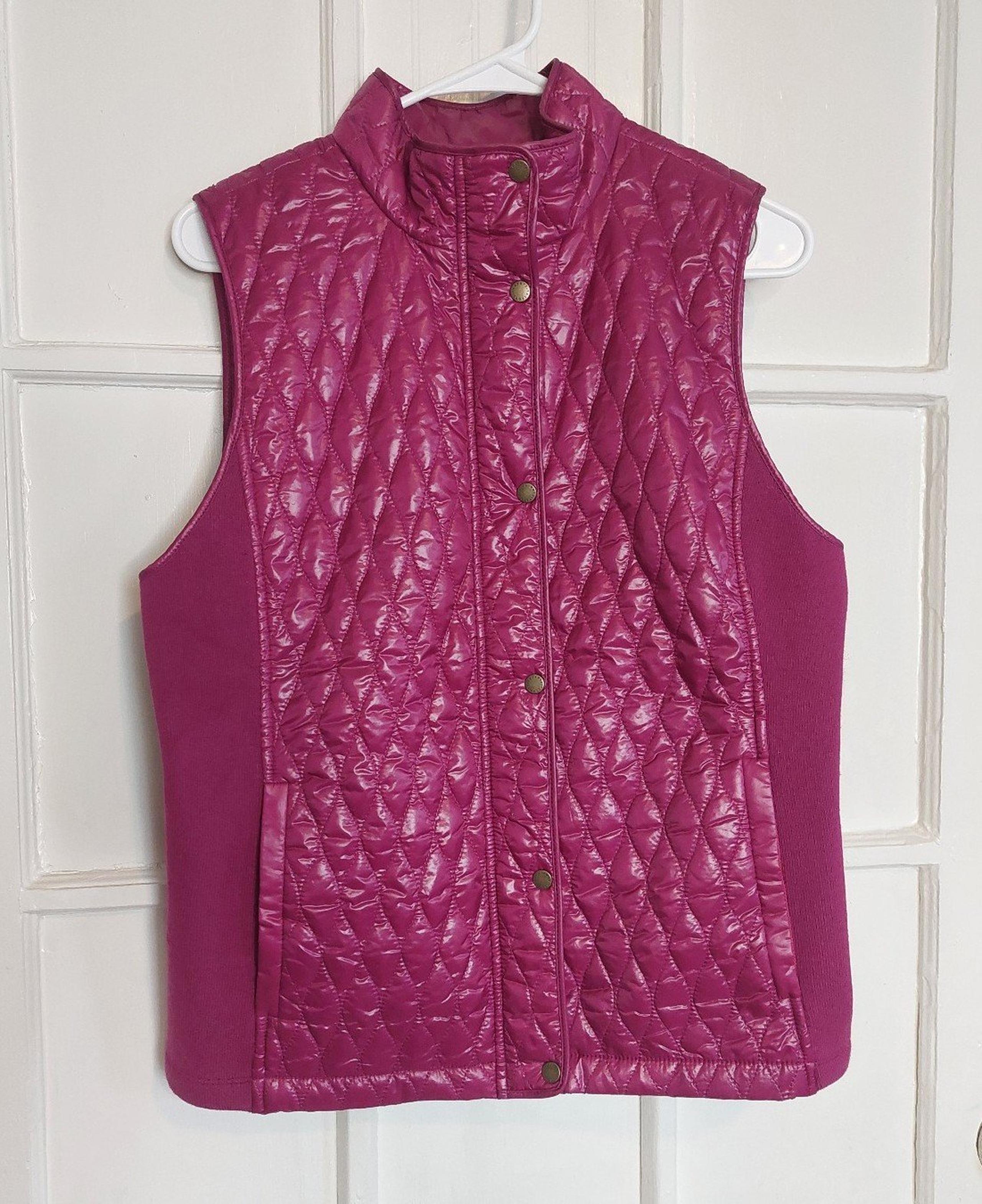 Talbots Diamond Quilted Vest Womens Medium Purple Full-Zip Insulated Sleeveless