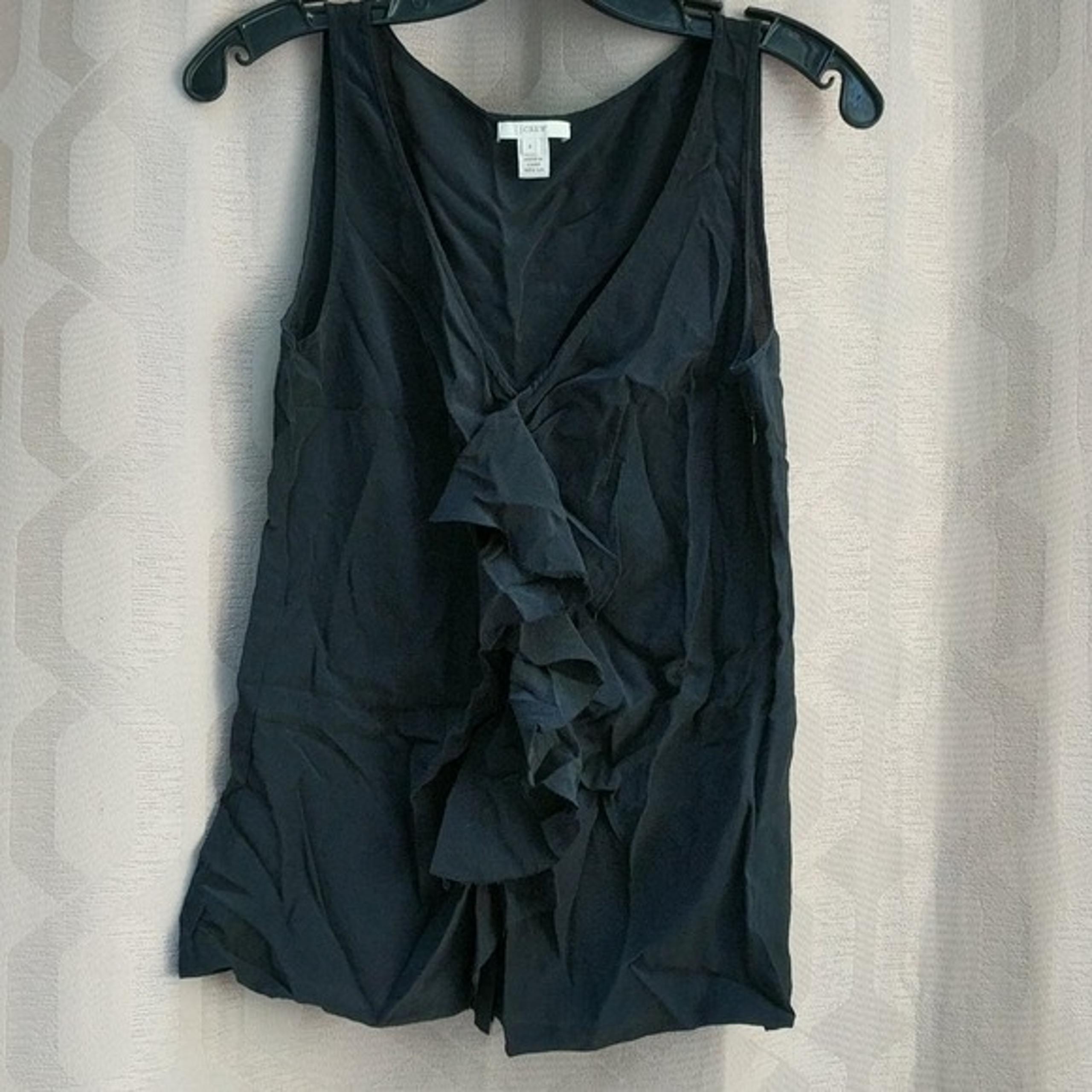 Black Silk Ruffle Front Tank Top - J.Crew