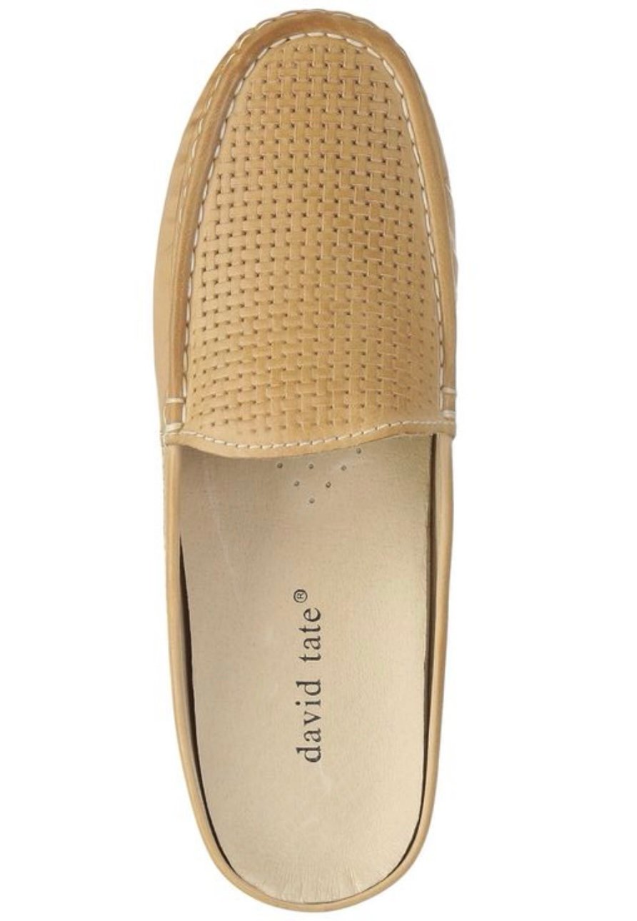 David Tate Tan Leather Slip Ons