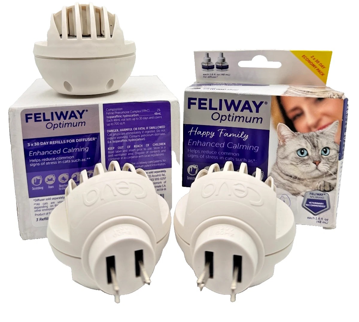 Feliway Optimum Plug In Units w/4 Refills 30 Day Cat Calming Pheromone Diffuser