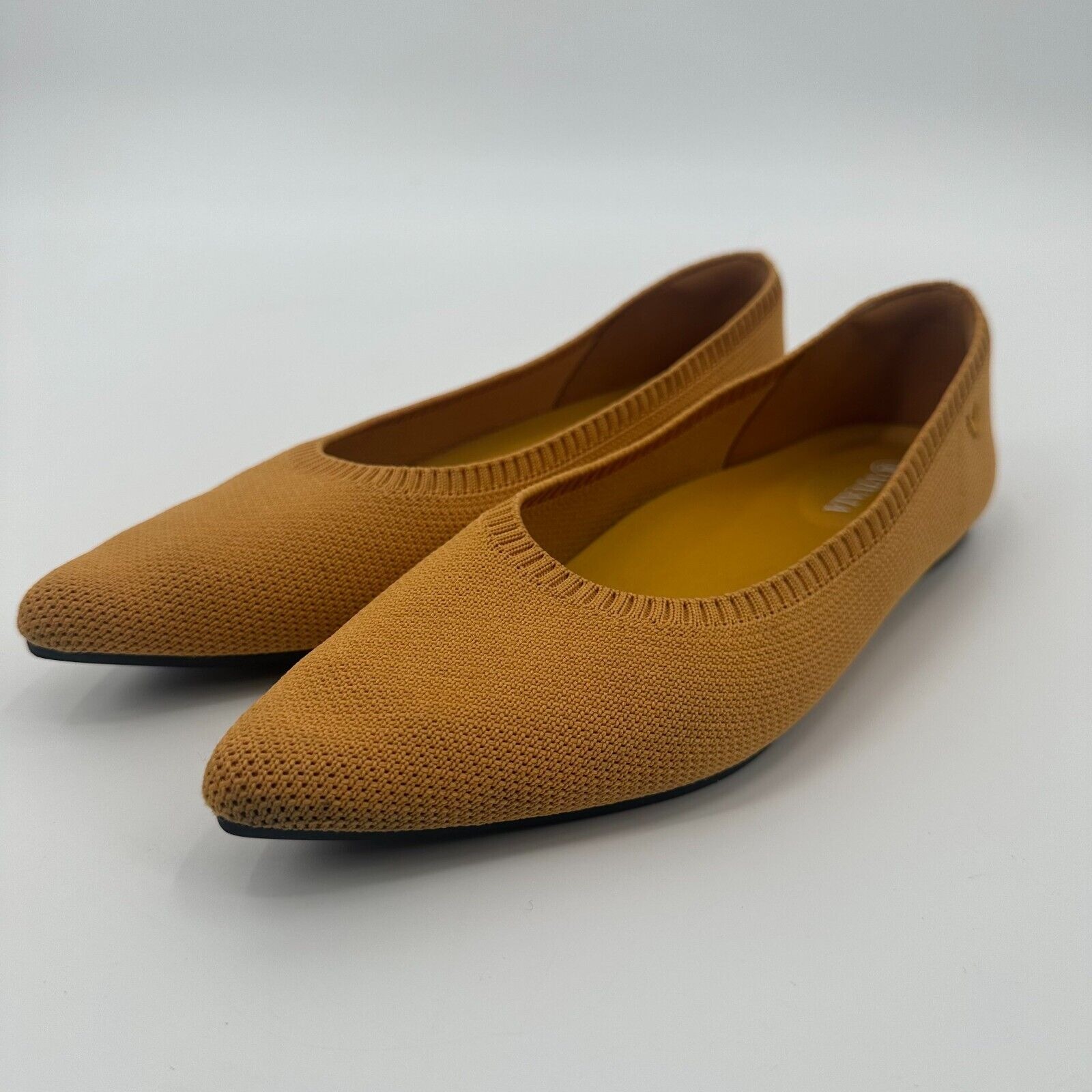 Vivia Ballet Flats Shoes Women's EU 39 Yellow Knit Comfortable Chic Pointed Toe