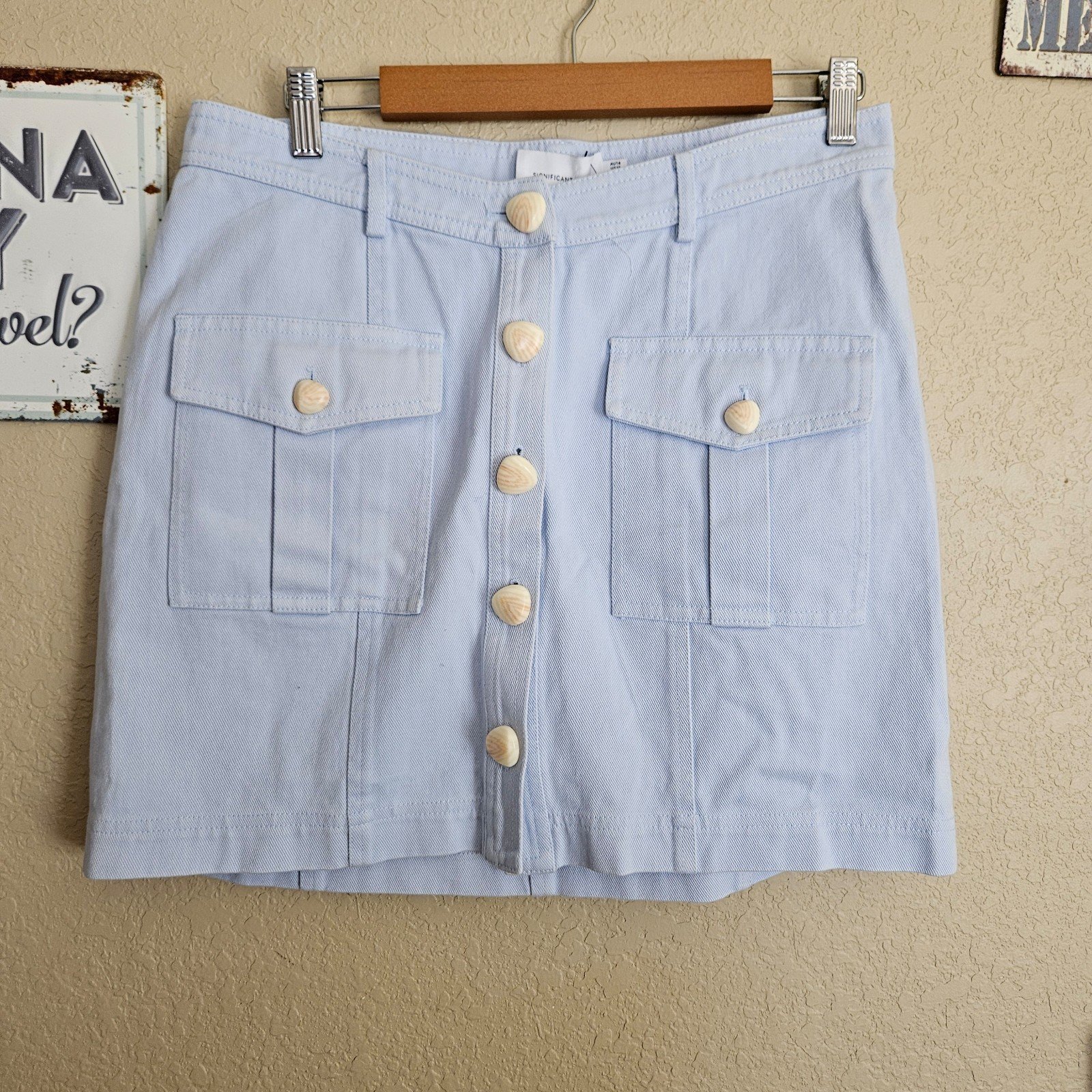 Significant other Anthropologie new size 10 mini skirt light blue Bohemian