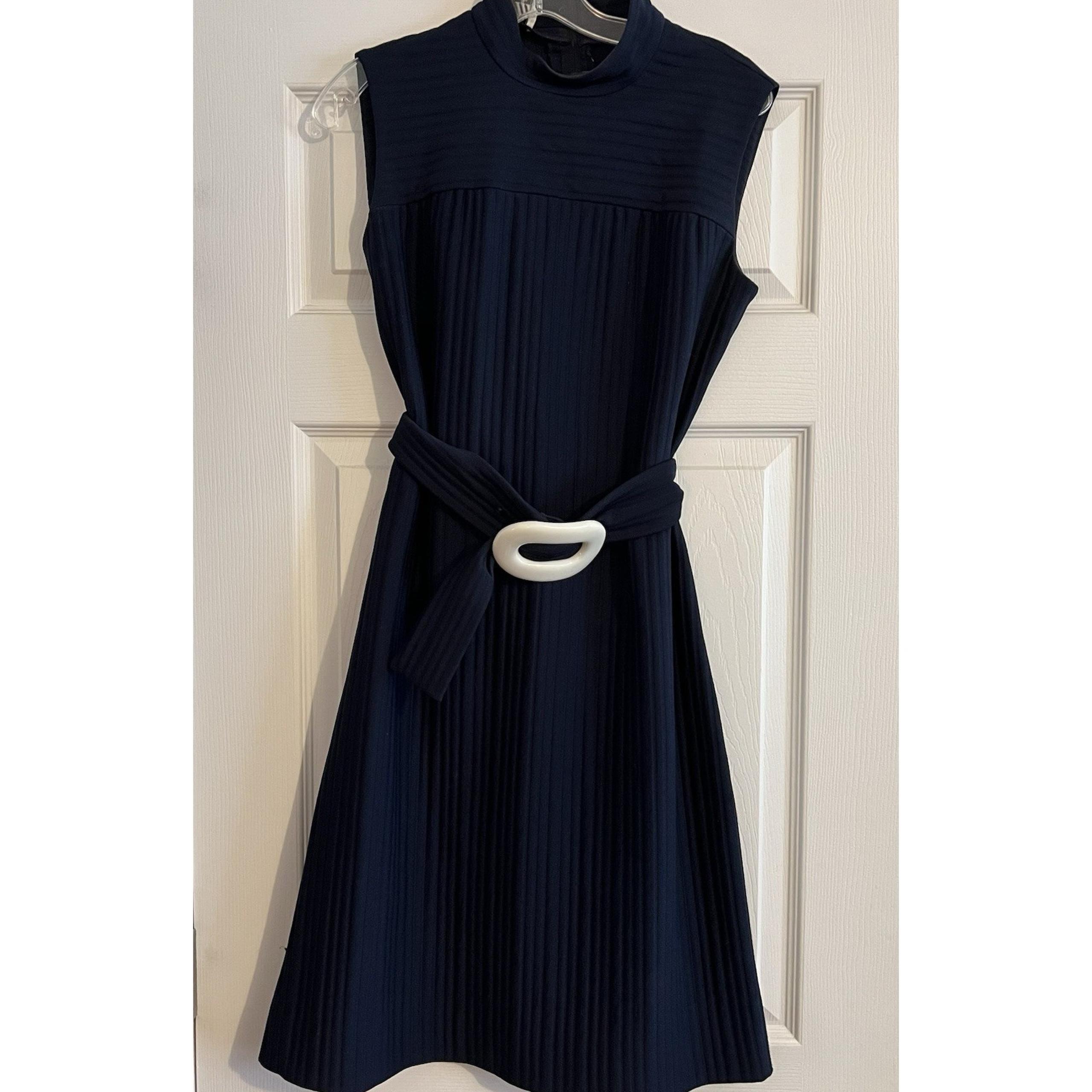 Women's Vintage 1970s Act III Navy Blue Sleeveless Dress w/ Belt Very Good Cond!