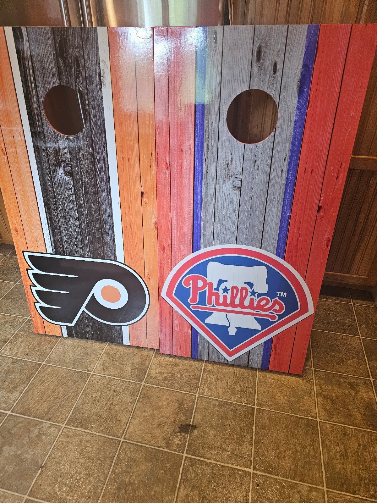 Set of 3M Vinyl Wraps Phila Flyers and Phillies 4x8 Corn h ole Board Wraps