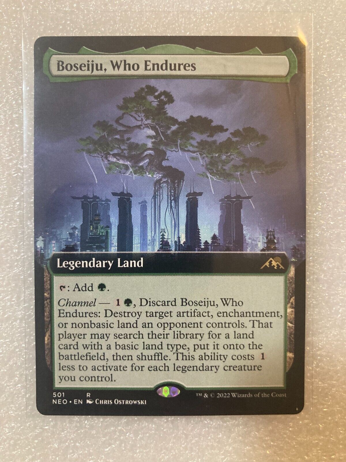 Magic 2022 MTG NEO 501 Non-Foil Boseiju, Who Endures Kamigawa EXTENDED ART MINT