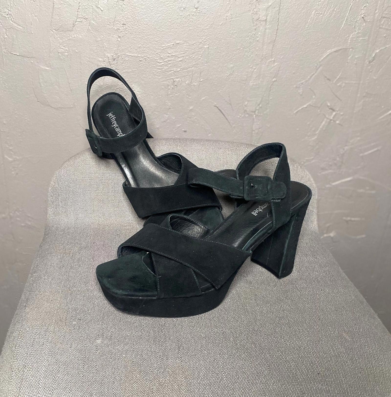 Black Suede Platform Sandals by Jeffrey Campbell Anna Retro Platform sz 11