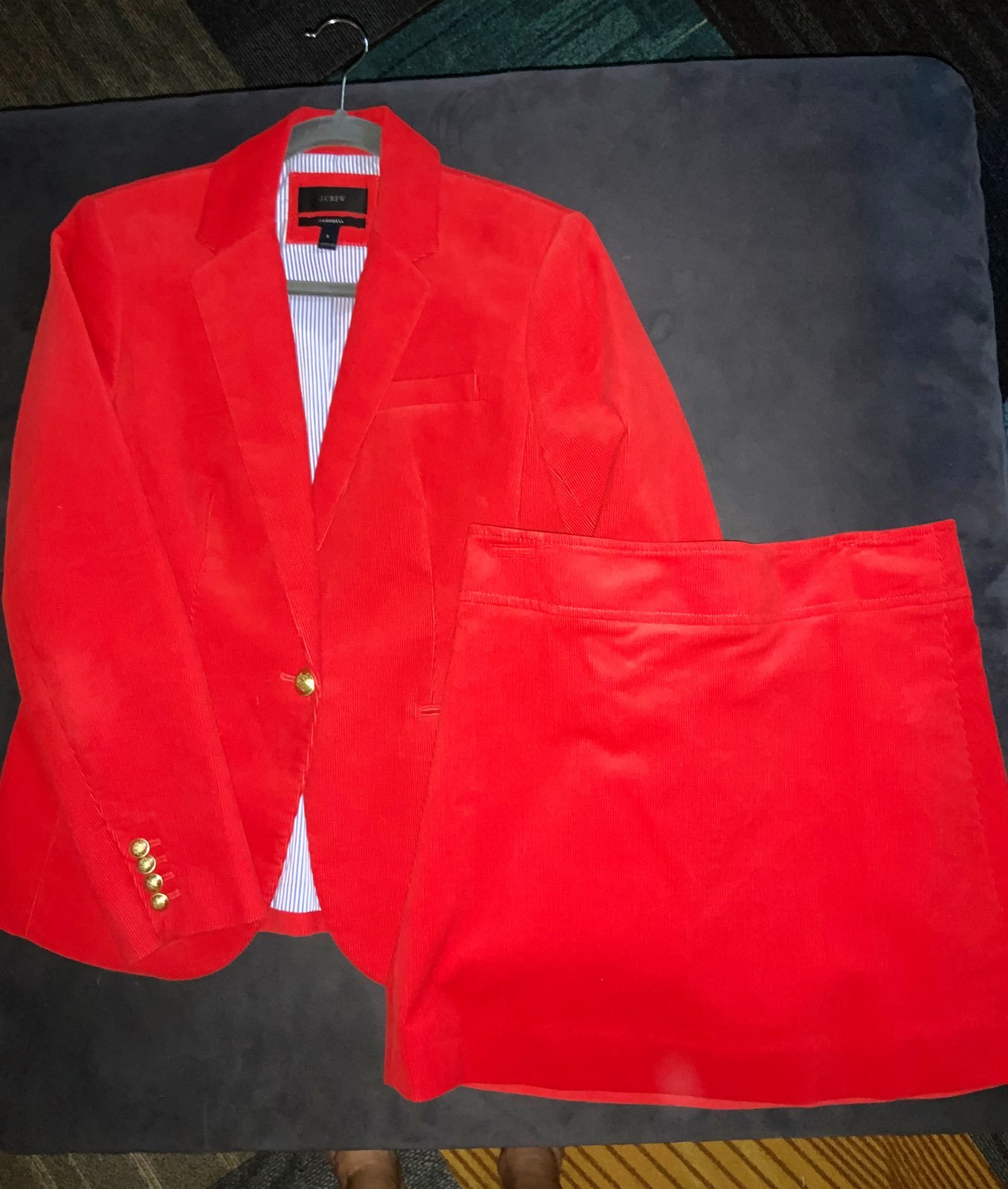 J.Crew Red Corduroy Blazer and Skirt