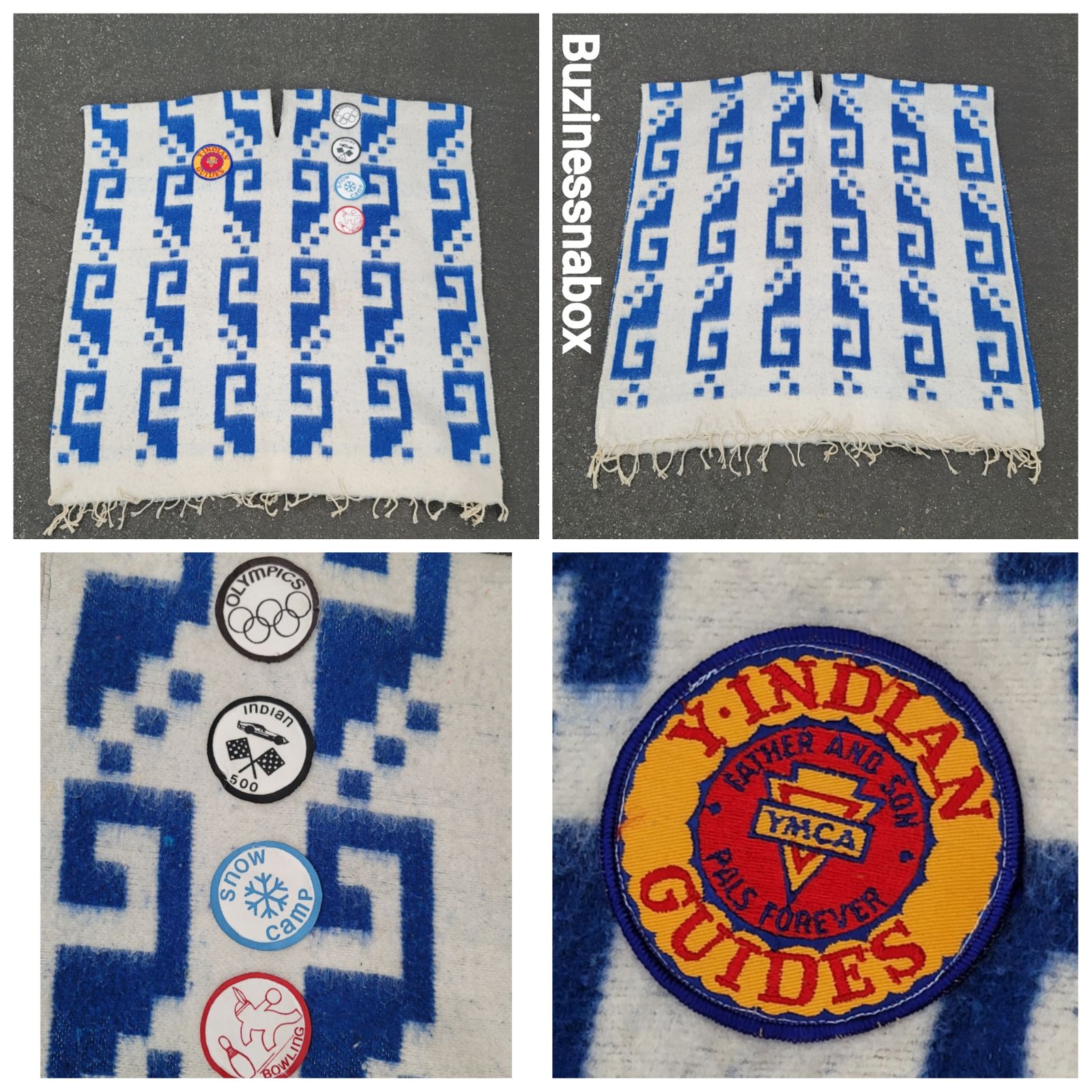 Vtg YMCA Y-Indian Guides Native American Poncho Patches