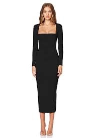 Zara Black Sheath Dress with Square Neckline