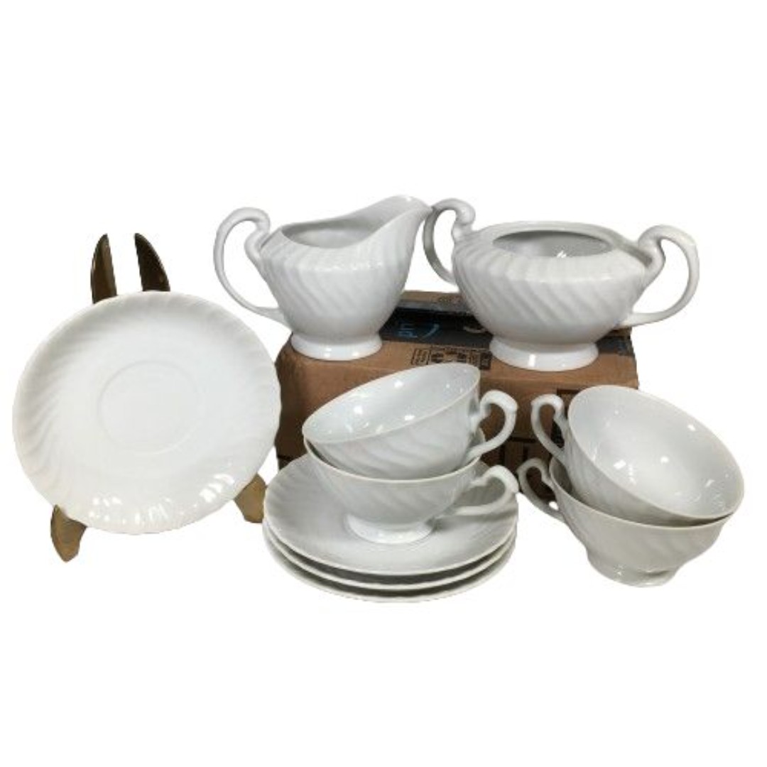 10 Pc Nagoya Shokai China BALLET Teacups Cups Saucers Creamer Sugar Farmhouse