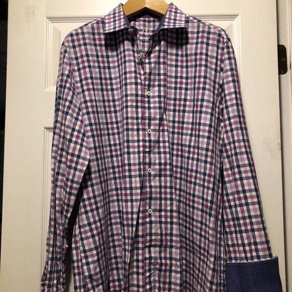 bugatchi men's multicolor 100%cotton casual shirt size: 17 1/2(36-37)
