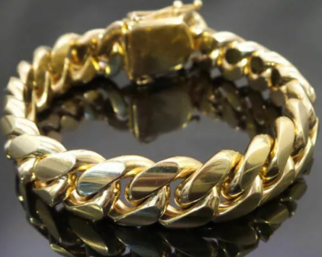 New 18k yellow gold Cuban link bracelet 18mm thick