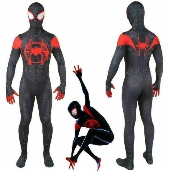 Spider Man Into Verse Cosplay Costume Miles Morales Jumpsuit Halloween Small 160