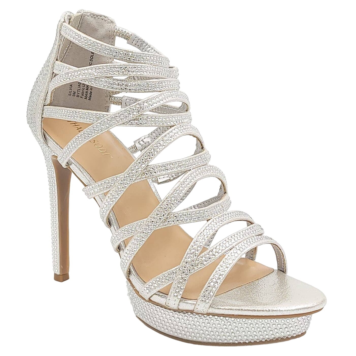 Thalia Sodi Women Strappy Platform Sandals Silvia Size US 9M Silver Metallic