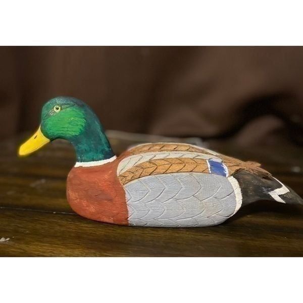 Vintage 90’s hand carved wooden duck decoy