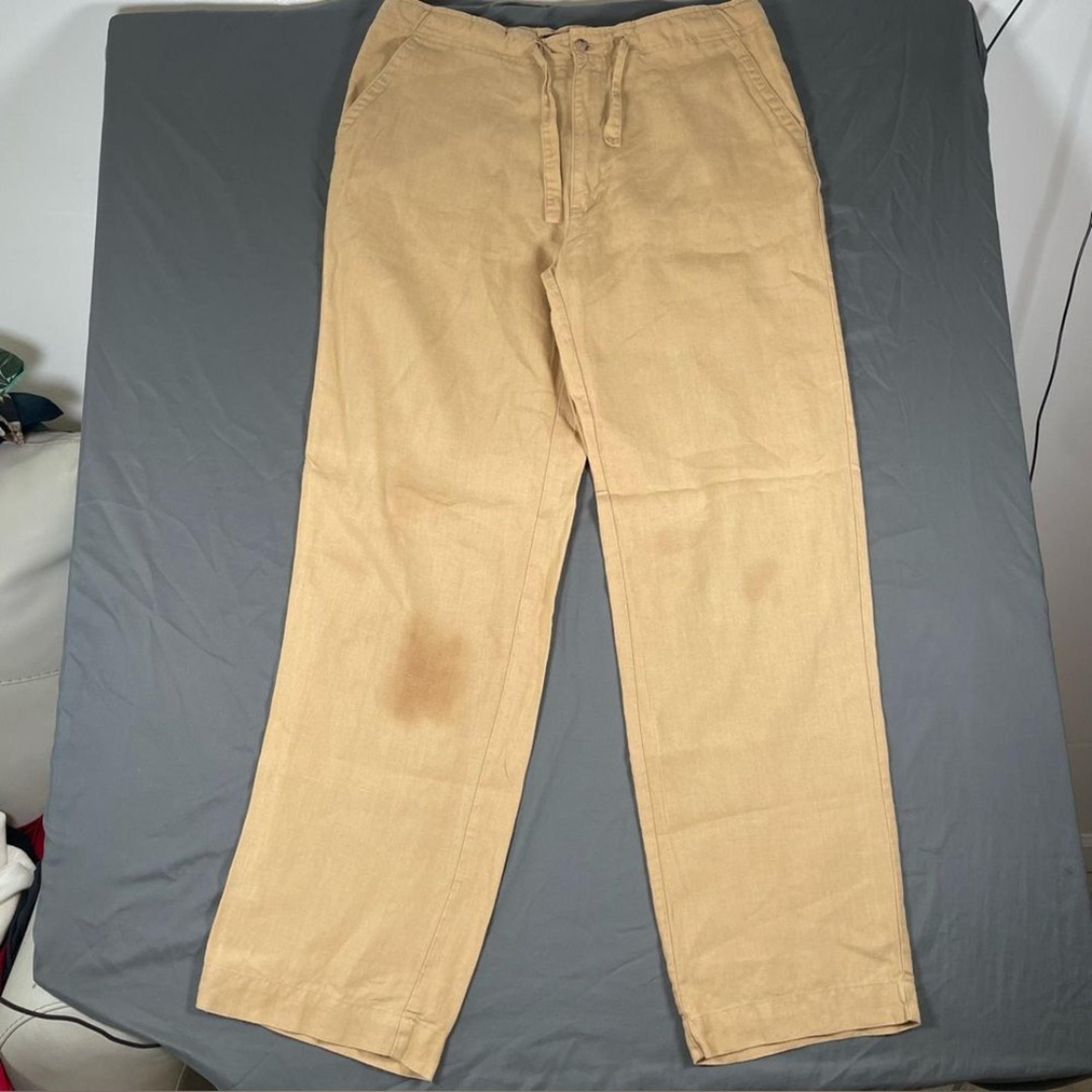 Polo Ralph Lauren 100% Linen Pants Men's Size Large Beige Khaki Preppy Beach