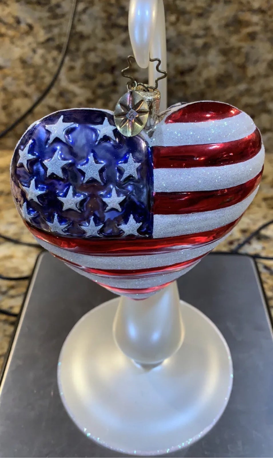 Christopher Radko 9/11  Patriotic Brave Heart With Stand