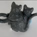 Vintage 1990 Gray Whimsical Adorable Rare Unique Cat and Kitty Ceramic Tea Pot