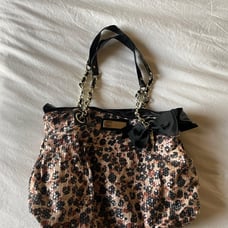 Vintage / rare betsey Johnson sequin leopard print tote bag