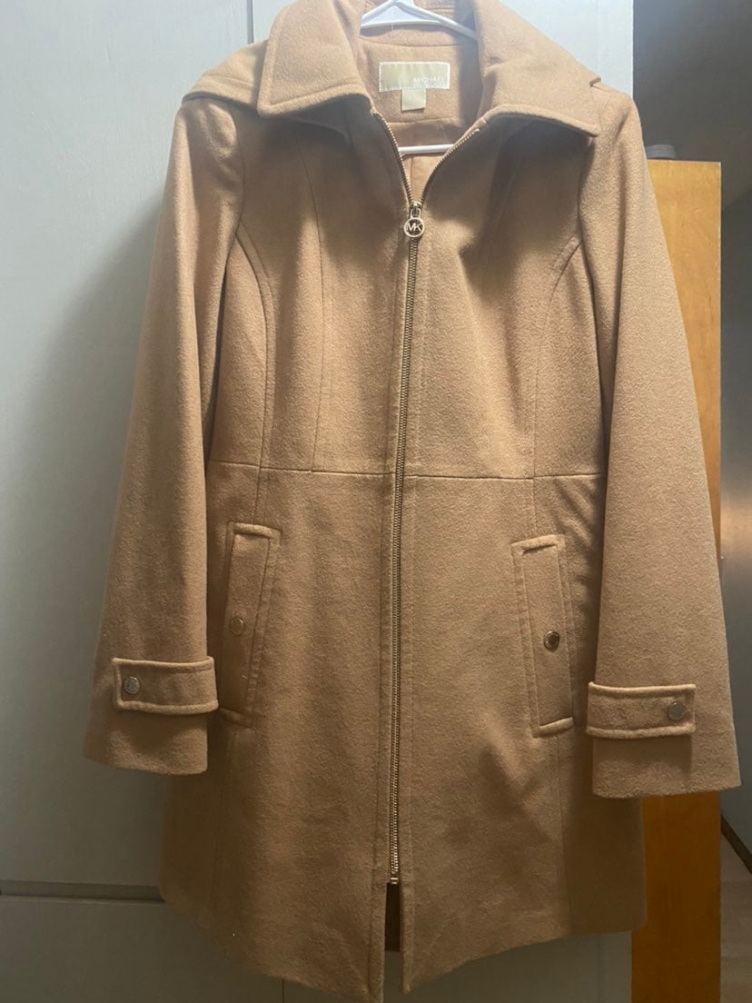michael michael kors wool blend zip front coat
