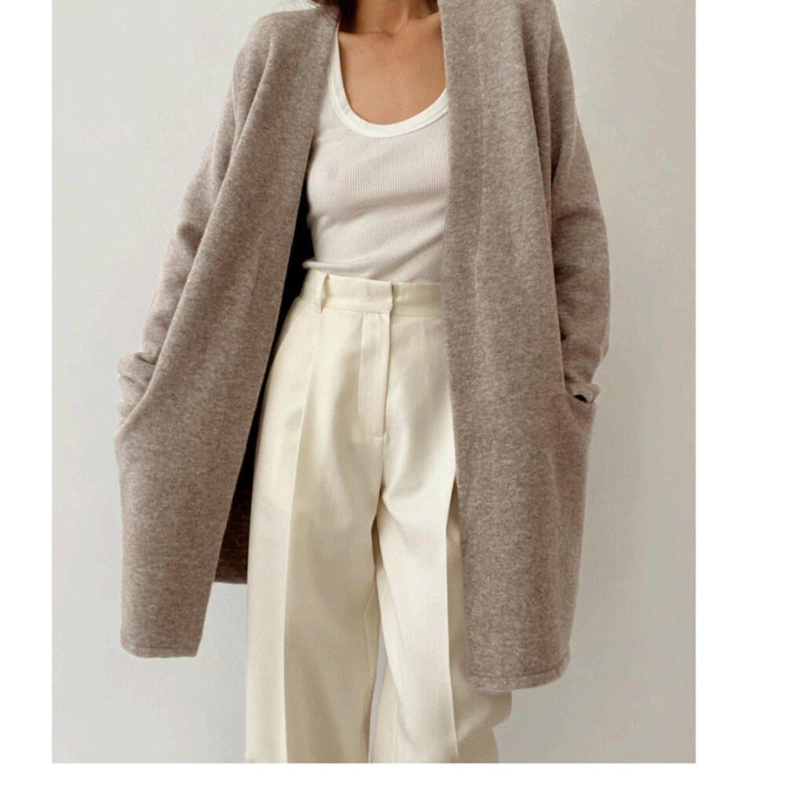 Jenni Kayne Open Front Wool Sweater Coat Oatmeal Size XS