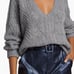 Ramy Brook Trinity Crystal embellished Gray cable knit sweater size Medium