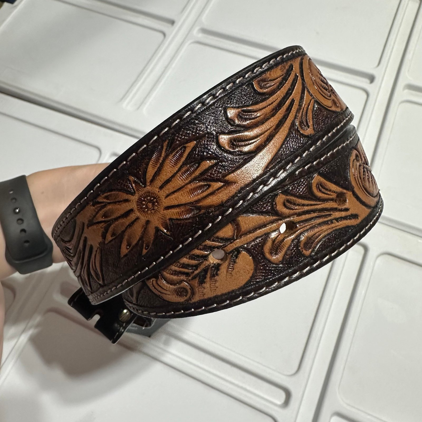 Tooled Leather Belt