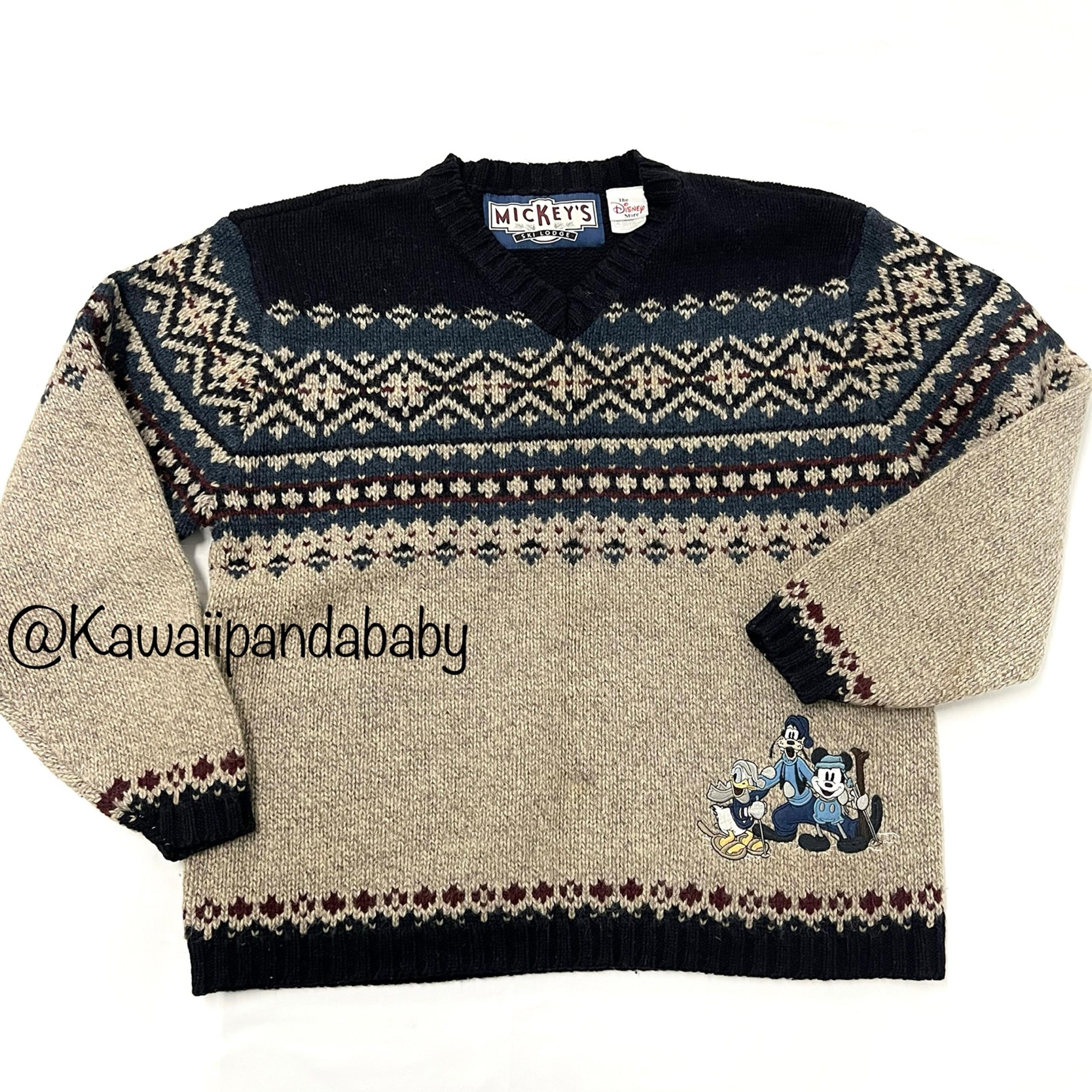 Vintage Disney Mickey's Ski Lodge Thick Knit Chunky Wool Sweater Men’s Sz XL