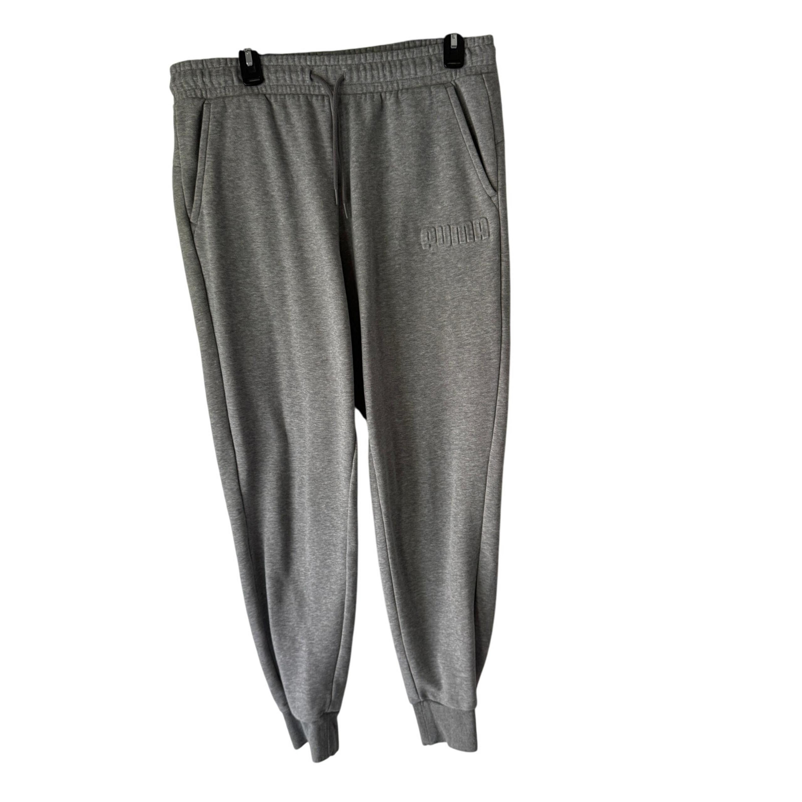 Puma Women's Gray Sweatpants Joggers Size L Logo Drawstring Cuffed Athletic