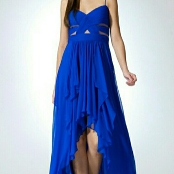 Cache High-Low Sapphire Chiffon Prom Dress Size 0