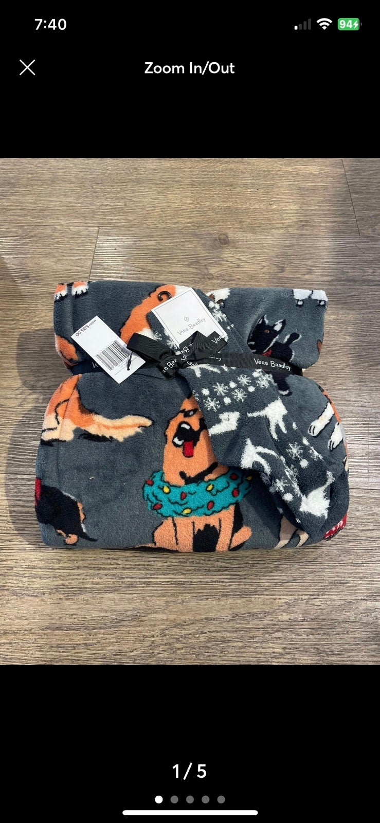 Vera Bradley Blanket Holiday Dogs Pattern