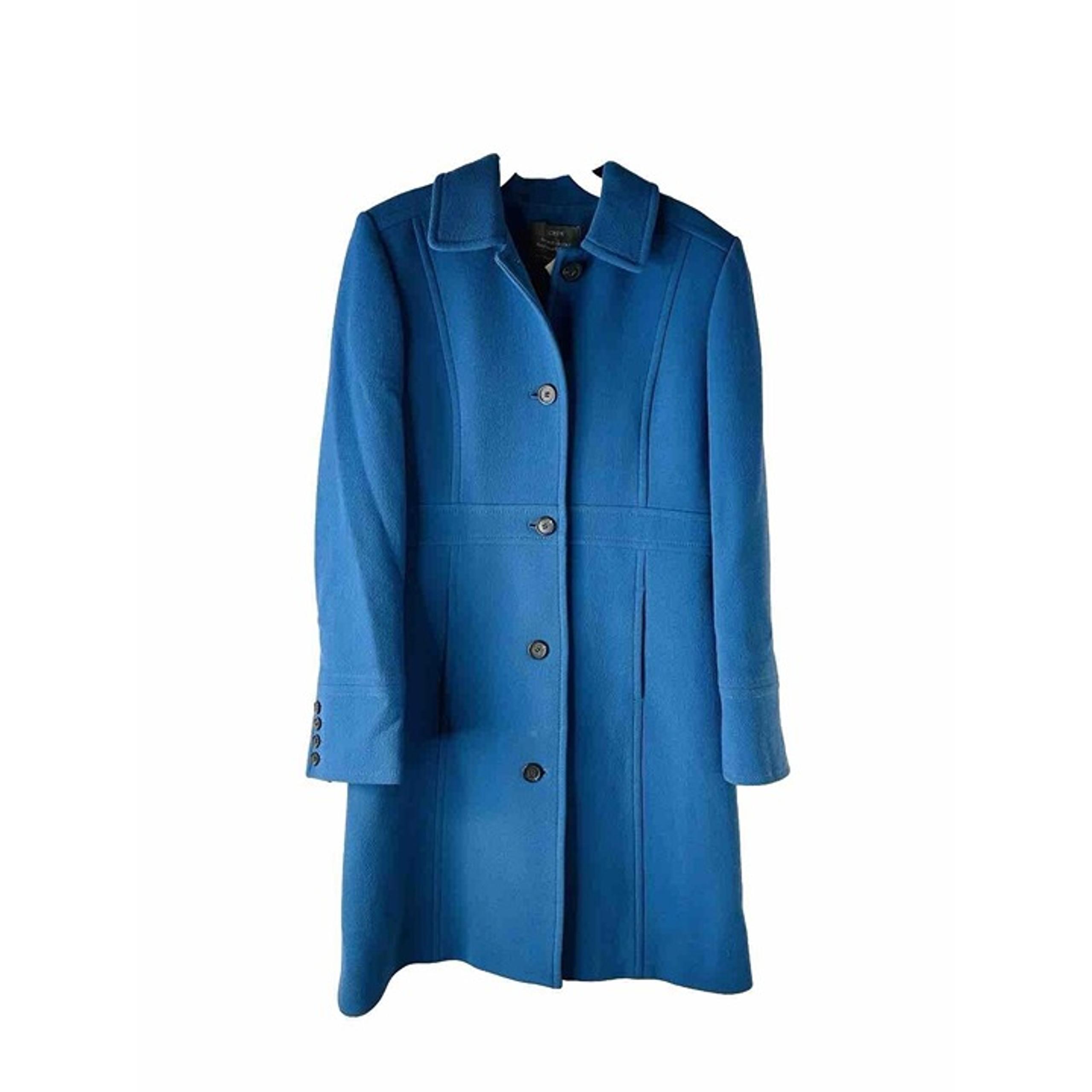 J. Crew Womens 8 Double Cloth Wool Trench Coat Blue