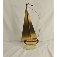Vintage Brass Sailboat Sculpture on a Marble Base, John DeMott