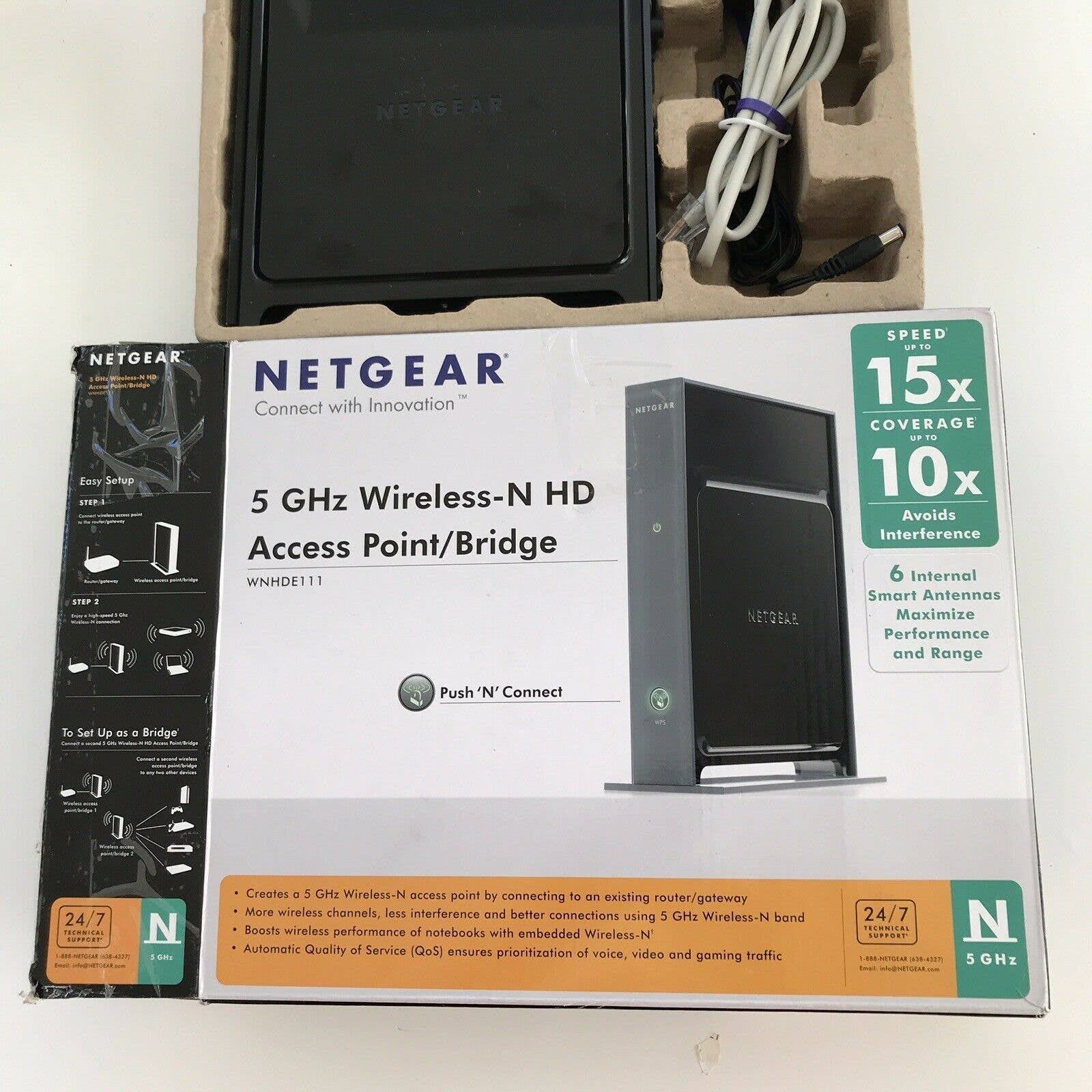 NETGEAR 5 GHZ wireless N HD Access Point/ Bridge WNHDE11 NEW Open Box