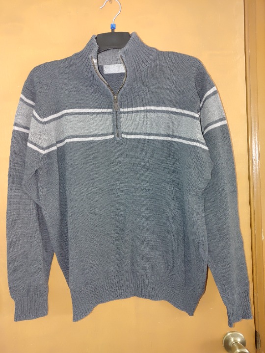 OSCAR DE LA RENTA Men Long Sleeves 1/4 Zip Strait Hem Knit Sweater Size XL Used