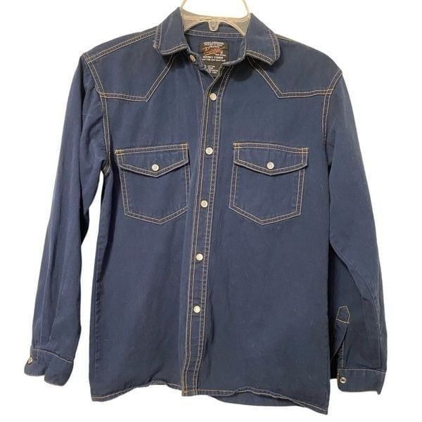 Vintage Denim Pearl Button Boys Shirt Sz. 14/16 Western Cowboy Yellowstone
