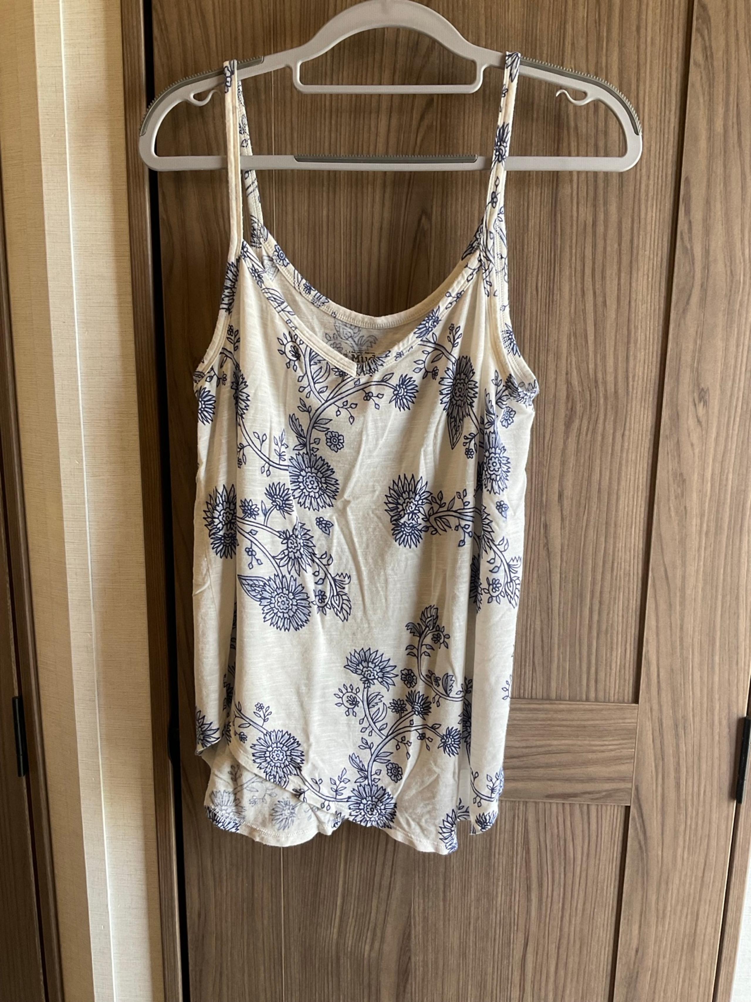 MUDD Sun And Sand Womens Tank Top White With Blue Flowers Size L